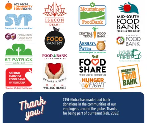 Images of food pantry logos from around the world.